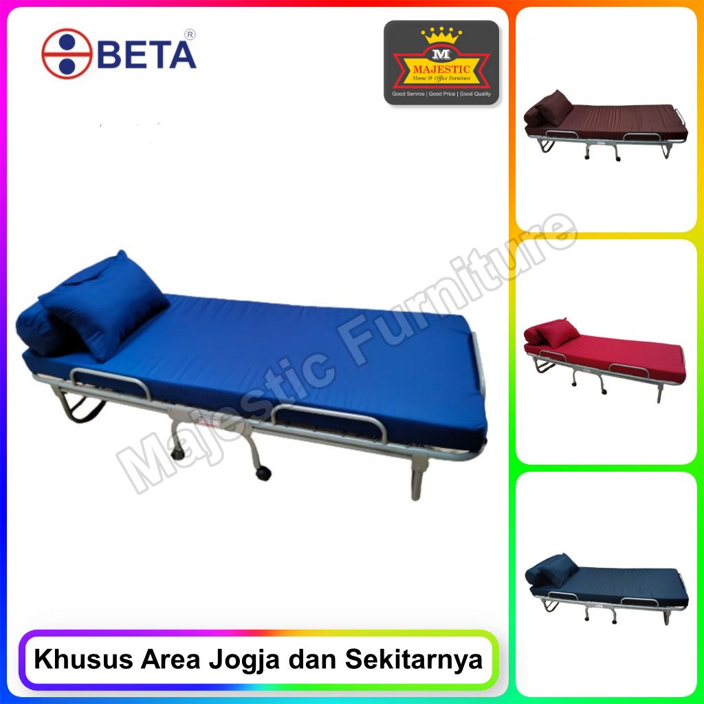 Ranjang Besi Lipat Folding Bed Beta Poppy Kuat Minimalis Modern