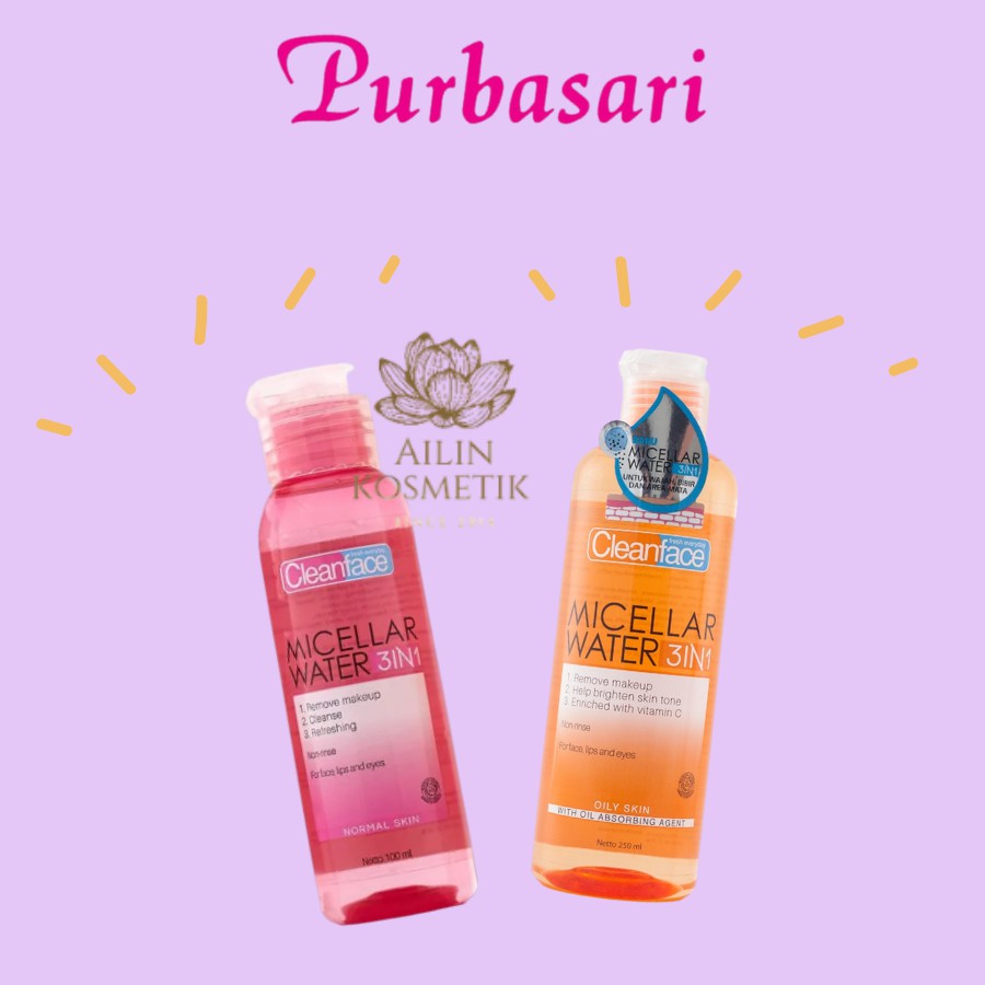 [KECIL] PURBASARI Clean Face Micellar Water 3in1 100ml / Make Up Remover BY AILIN