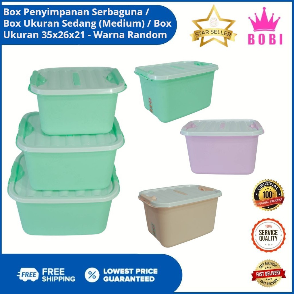 Container Box Penyimpanan Serbaguna / Box Ukuran Sedang (Medium) uk. 35x26x21 - Kode 902