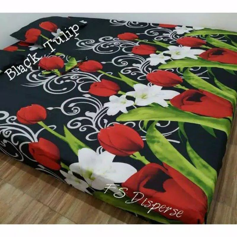sprei motif black tulip / sprei homemade berkualitas / sprei homemade black tulip/ sprei motif bunga