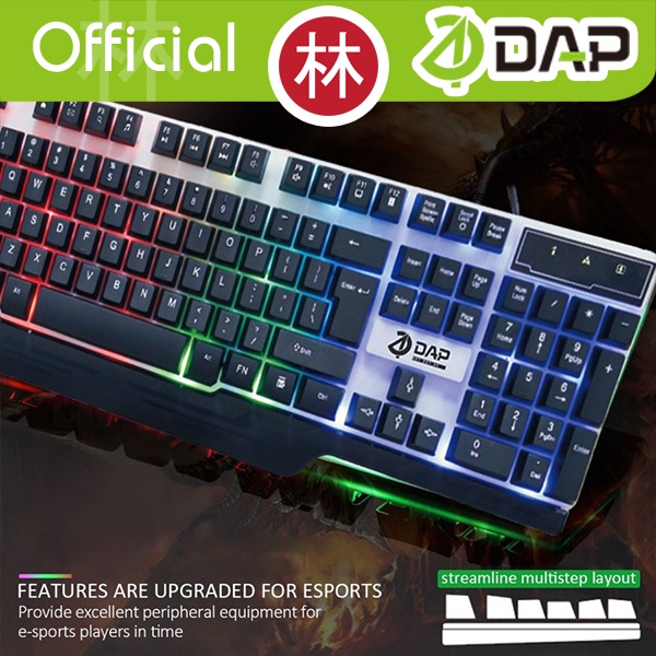 DAP D-M7200 Wired Gaming Keyboard and Mouse RGB Bundle Set