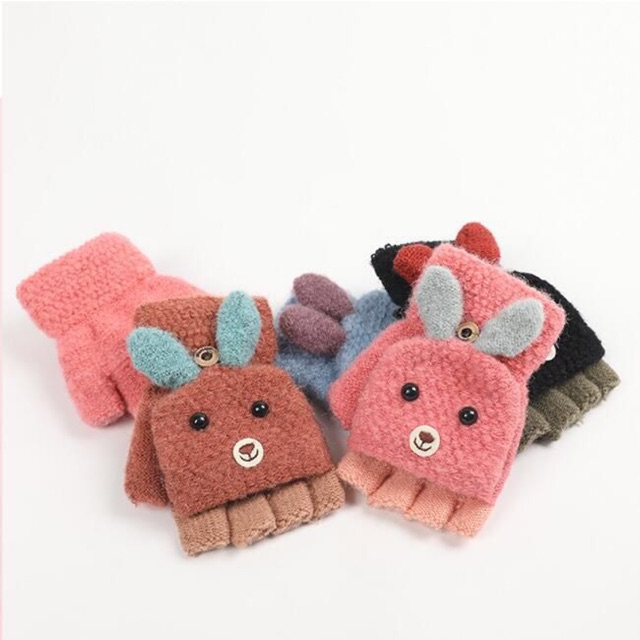 Glove Fingerless Rabbit Sarung Tangan Anak Wool Winter Musim Dingin
