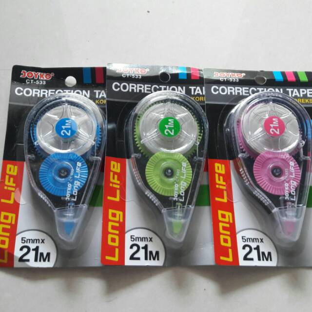

Correction Tape / Tipex Kertas / Pita Koreksi 21 Meter JOYKO CT - 533