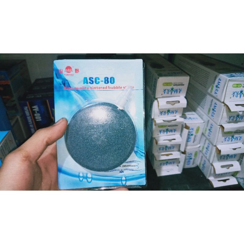 Yamano ASC 80 dan ASC 60 batu aerator airstone airpump bulat lingkaran asc80 asc60 pipih gepeng 8CM dan 6CM