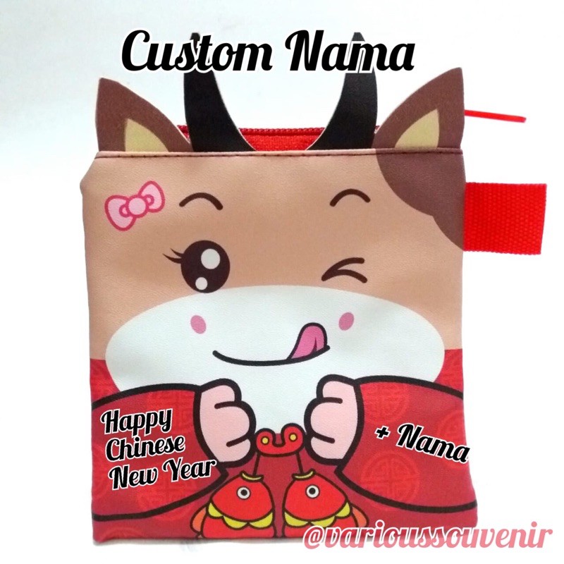 Dompet Mini Case 3D + Telinga Special Edition Shio Kerbau Size Mini Kotak Ox Lucu Murah Custom Nama