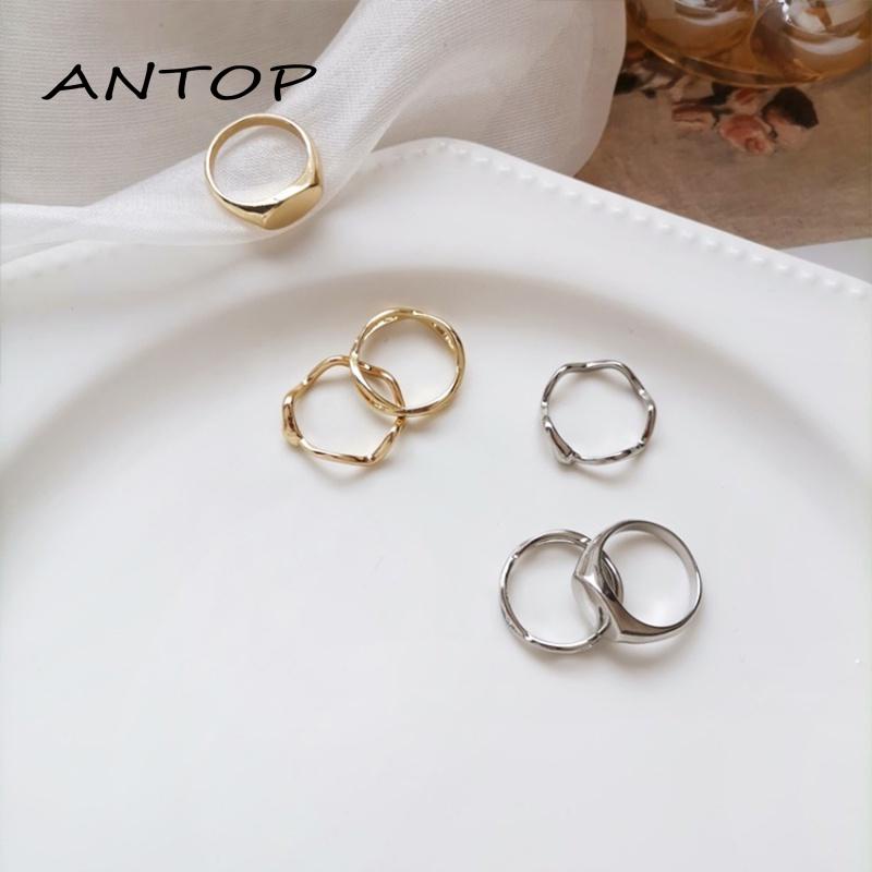 3pcs / Set Cincin Jari Telunjuk Desain Geometri Asimetris Untuk Wanita