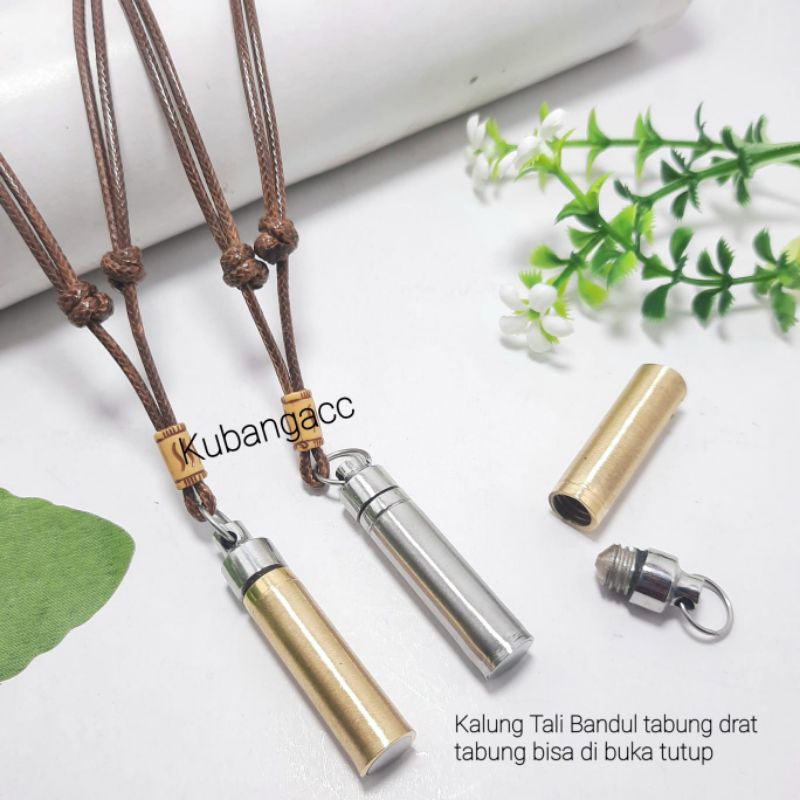 Kalung Tali Pria Tabung Kalung Liontin Tabung drat Kalung Pria Wanita Kalung Peluru Tabung