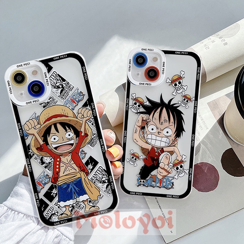 Soft Case TPU Transparan Motif Kartun Luffy One Piece Untuk iPhone 7 8 Plus 11 XR 12 13 11 Pro MAX 6 6S Plus X XS MAX SE 2020