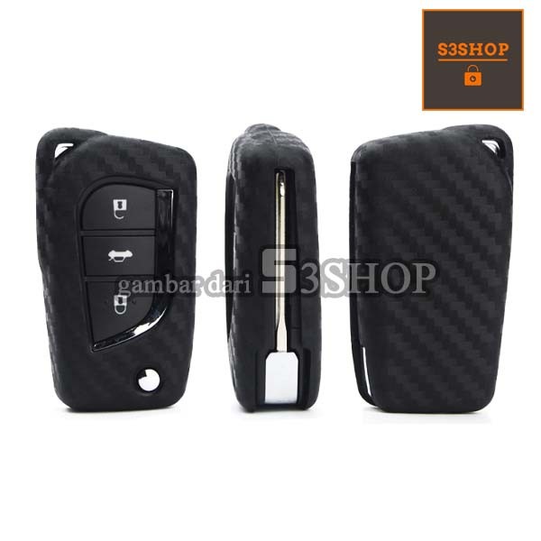 Sarung Kunci Silicon Rubber Case Key Fiber Carbon Toyota Innova Reborn Fortuner Avanza