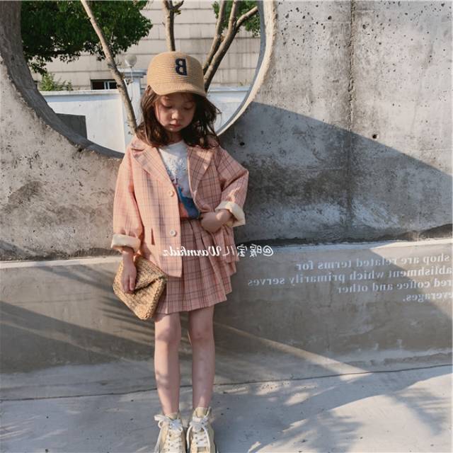 YUNA GIRL SET Baju Anak Perempuan Korean Style Skirt Rok Pendek Rempel Blazer Anak Lengan Panjang Tr