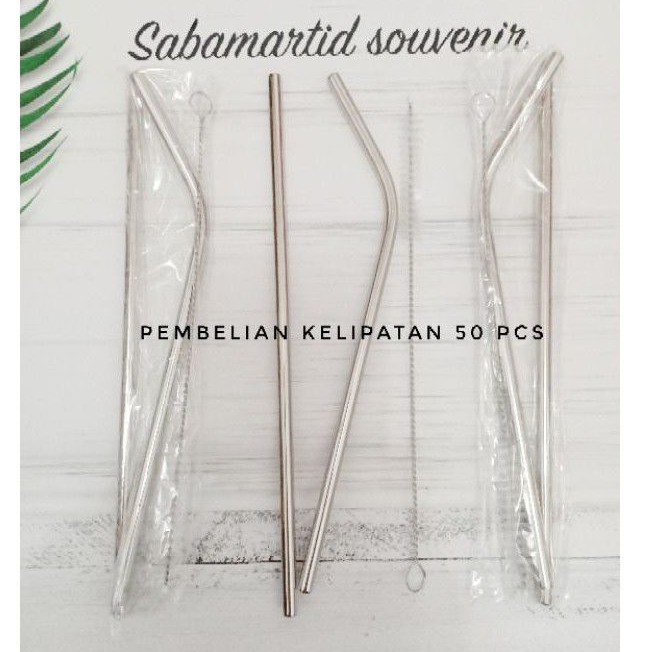 Souvenir sedotan stainless set kemas plastik