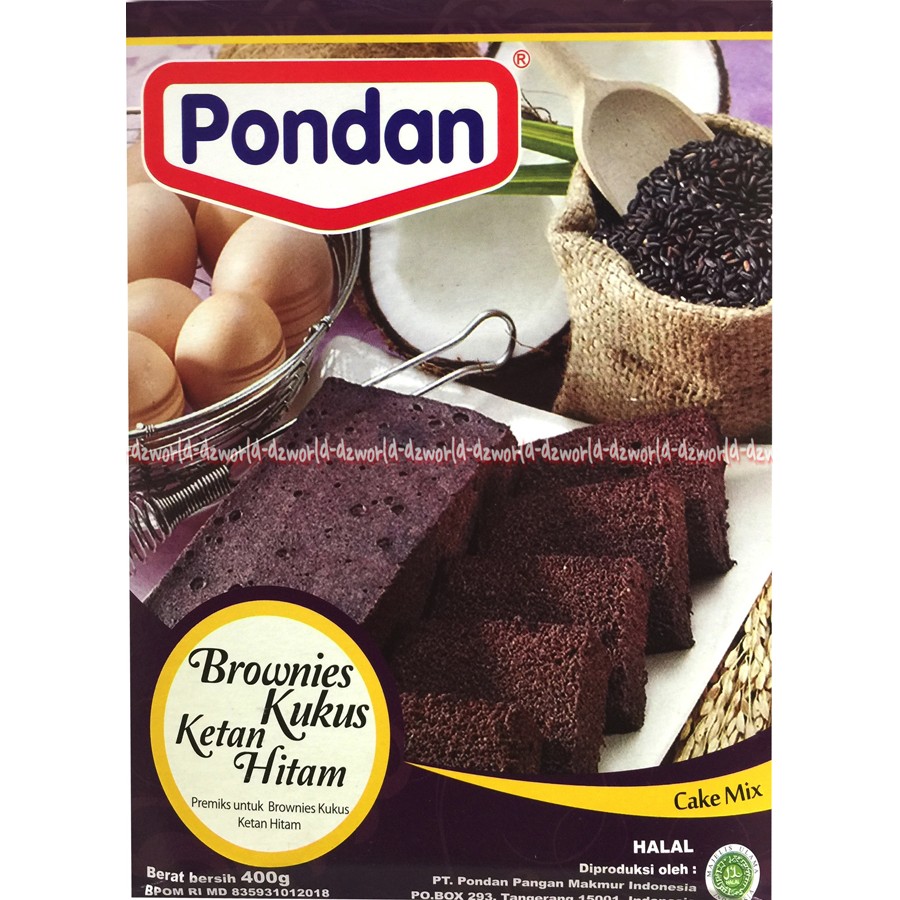 Pondan Brownies Kukus Ketan Hitam 400gr Tepung Instan Membuat Bronis Premiks Brownies Cake Mix Premix Powder