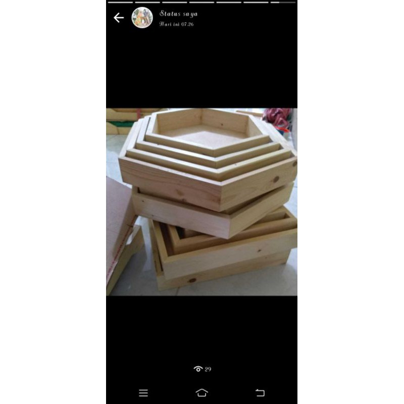 termurah kotak hantaran akrilik rustic kayu jati belanda 4pcs model persegi