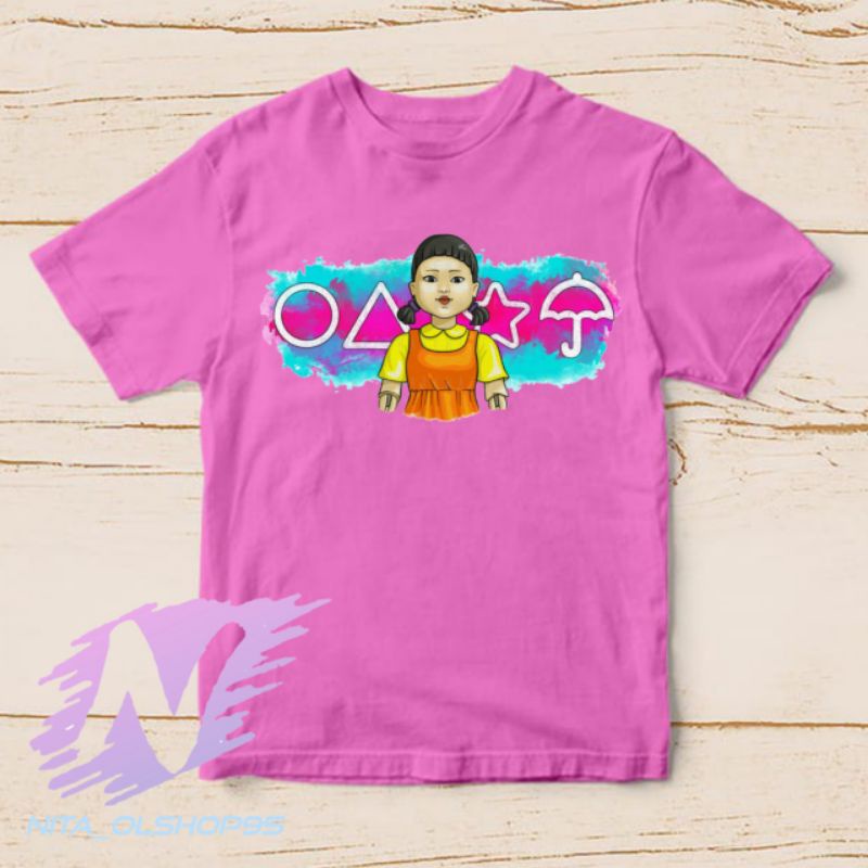 baju kaos anak squid game karakter boneka squid game