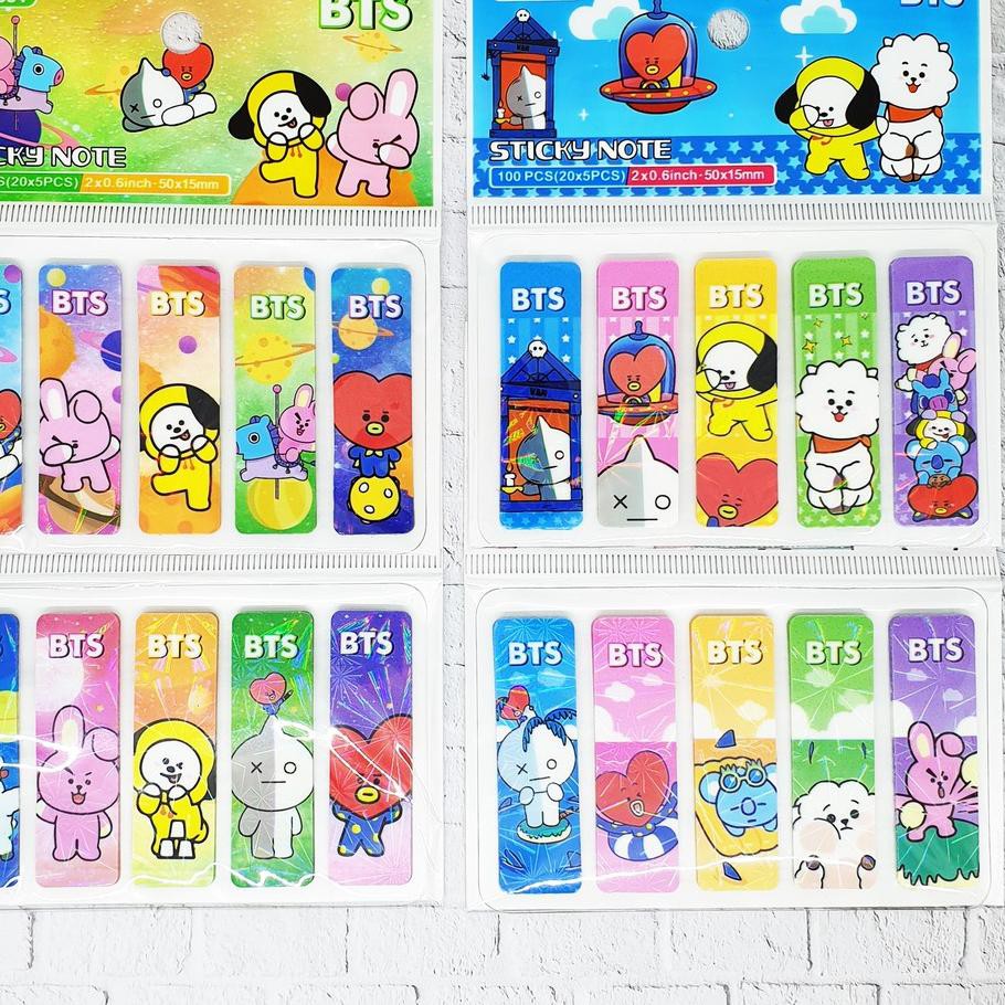 

Sale!!! 1 SET 100PCS STICKY NOTE PLASTIK HOLOGRAM MOTIF BT21 BTS KPOP / STICK NOTE BTS BT21 / PEMBAT