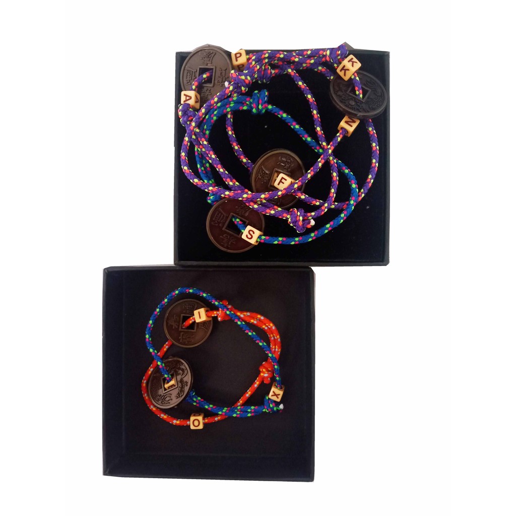Isi 12 pcs Gelang Etnik Tali Rajut Prusik seri Koin