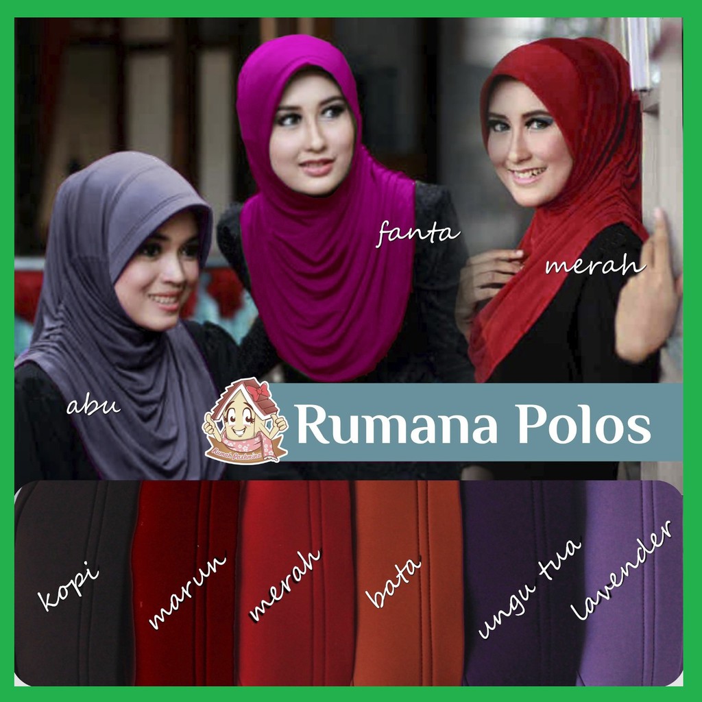 Rumana Polos Hijab Instant Bergo / Kerudung Instan Ruhmana Spandex Sutra With Pet