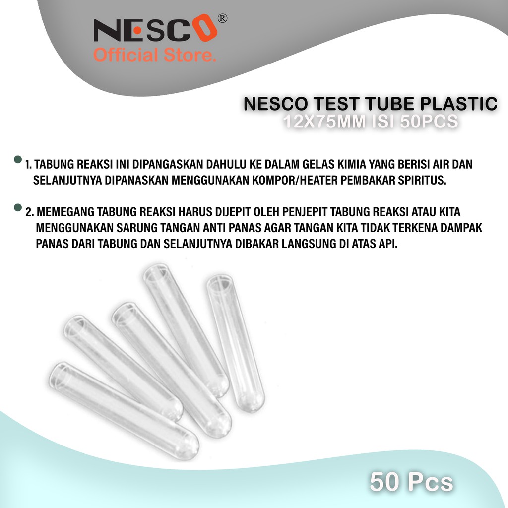 Nesco Test Tube 12x75mm, Plastik &amp; Kaca, BEST SELLER