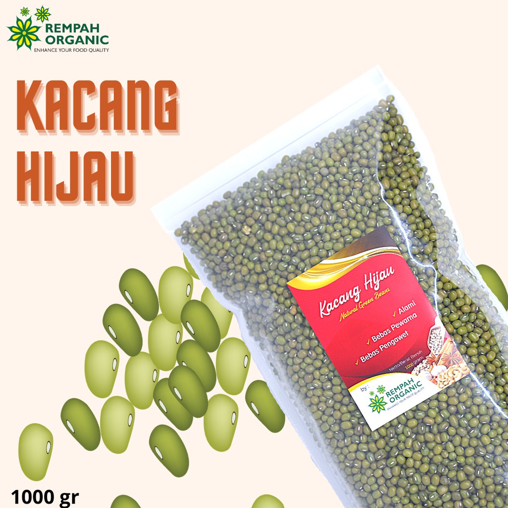 

Rempah Organic - Natural Green Beans / Kacang Hijau 1000 Gram