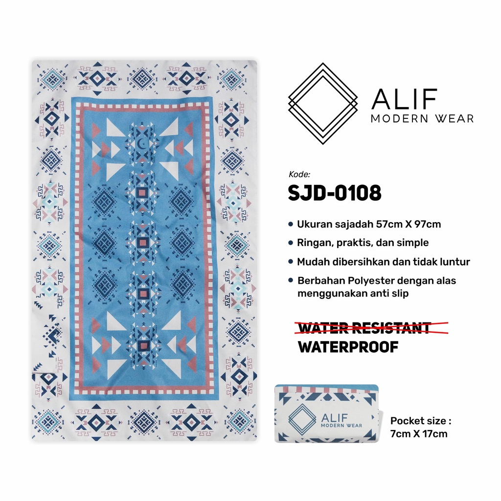 ALIF SAJADAH TRAVEL / SAKU / PORTABLE / WATERPROOF ( ALIF MODERN WEAR SJD-0108 )