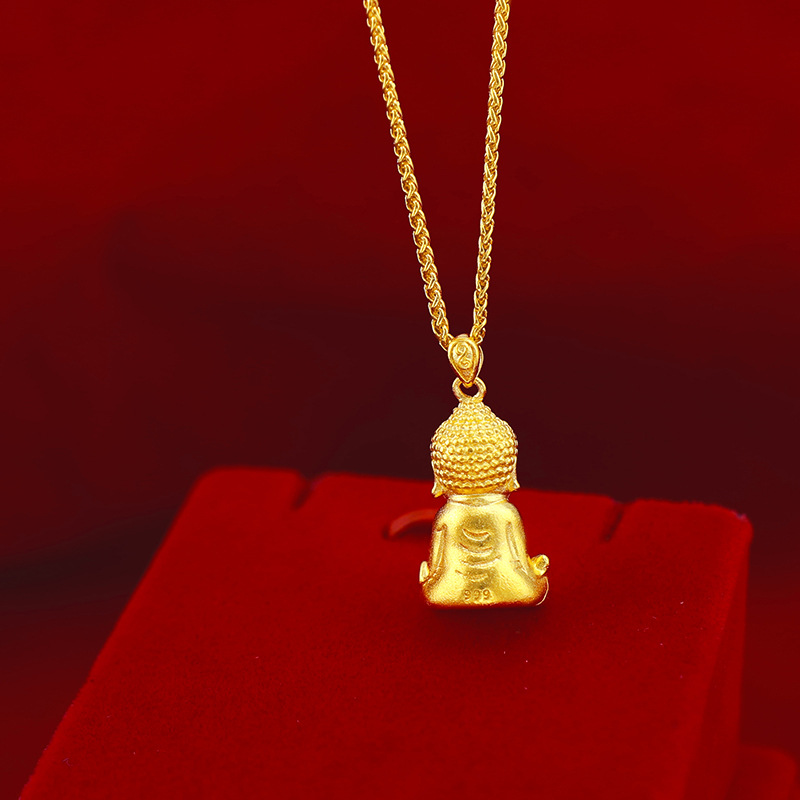 Kalung Rantai Dengan Liontin Buddha Kecil Warna Emas Untuk Wanita 916