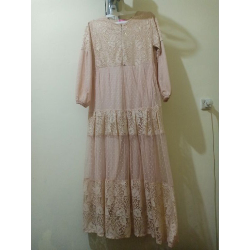 Gamis Tile Dot Kombinasi Brukat