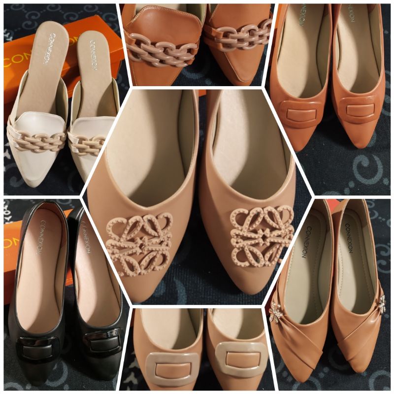 Sandal Sepatu Flatshoes Connexion ukuran 38,39,40 branded Matahari