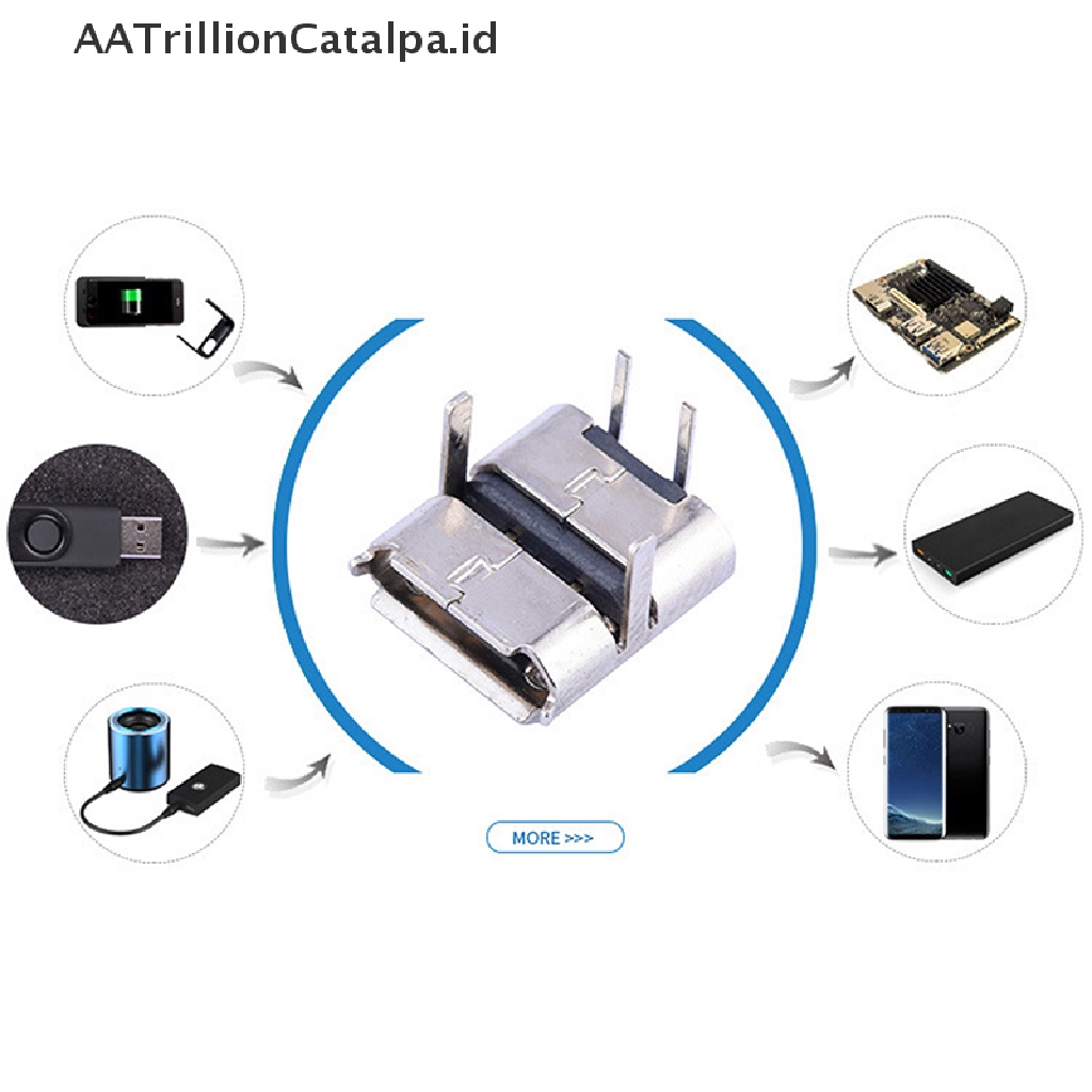 Aatrillioncatalpa 10pcs Konektor Micro Usb 2 Pin 90 Derajat Tipe B Female Untuk Ponsel