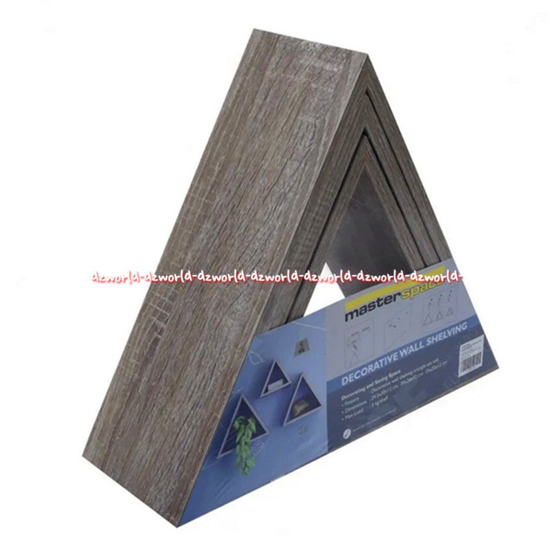 Masterspace Set 3pcs Decorate Wall Shelving Triangle Rak Dinding Triangle Model Segitiga Master Space Bahan Kayu