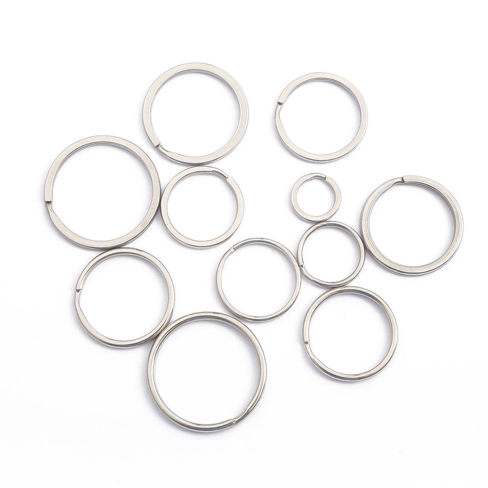 10pcs Ring Gantungan Kunci Bahan Stainless Steel Ukuran 25mm 28mm 30mm 35mm