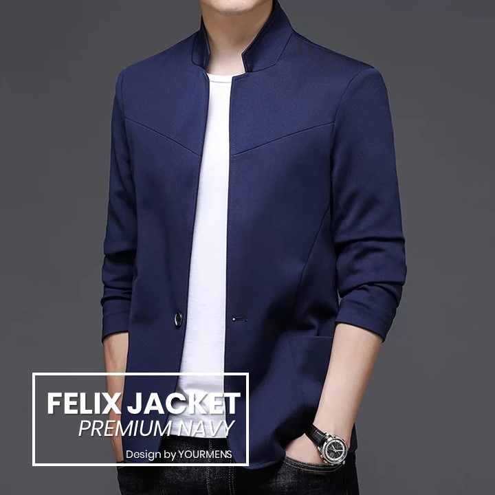 BLAZER SLIMFIT KOREA COWOK WARNA NAVY FELIX STYLE YOURMENS TWIST PREMIUM - BLAZER PRIA SLIMFIT BAHAN HIGH TWIST WARNA BIRU DONGKER ORIGINAL YOURMENS