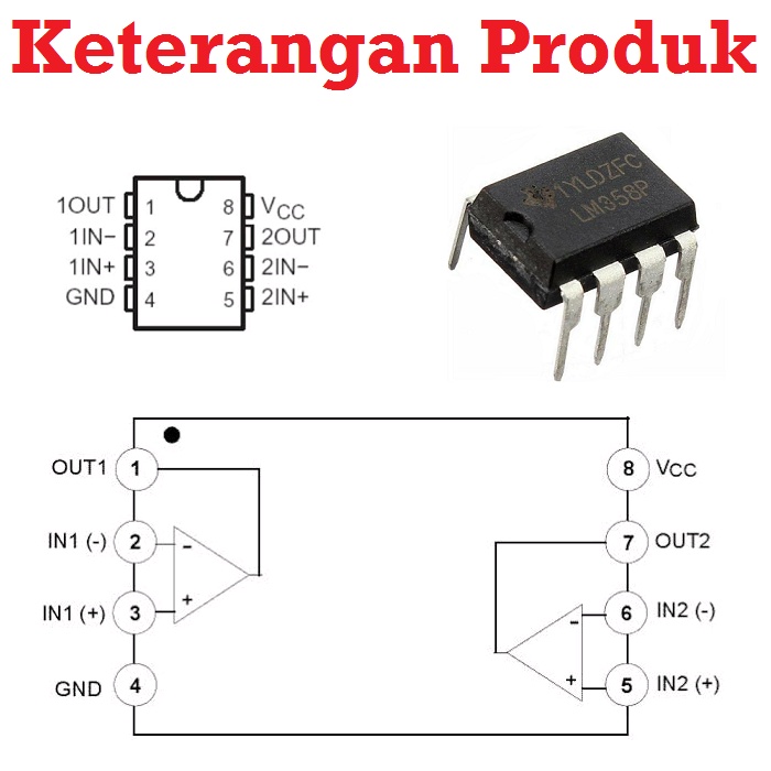 [HAEBOT] IC LM358 P LM358p DIP Dual Komparator Low Power OP AMP Operational Amplifier Hemat Daya Dua Channel Penguat Sinyal Elektronik