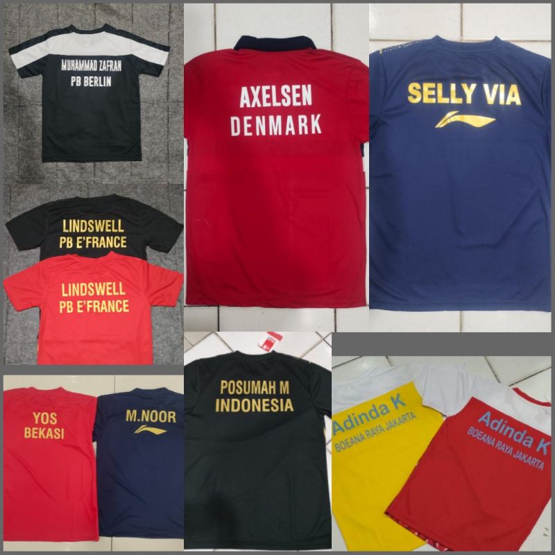 Biaya Sablon Custom Name Baju Bulutangkis 2 Baris / Pasang Nama 2 Baris Baju Olahraga Bulutangkis Badminton / Sport Collection Jakarta