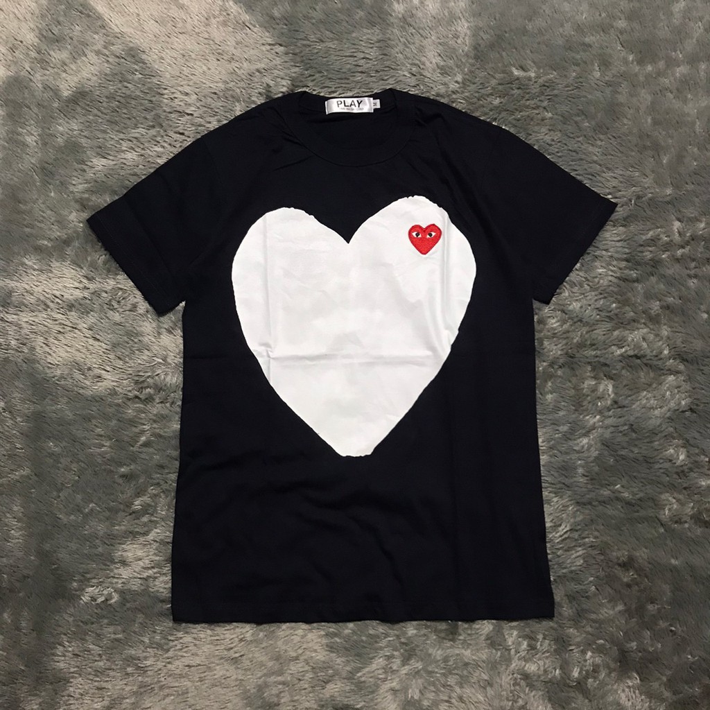 KAOS TSHIRT PLAY CDG BIG LOGO ONE POINT EMBROIDERY HIGH MIRROR QUALITY TERLARIS