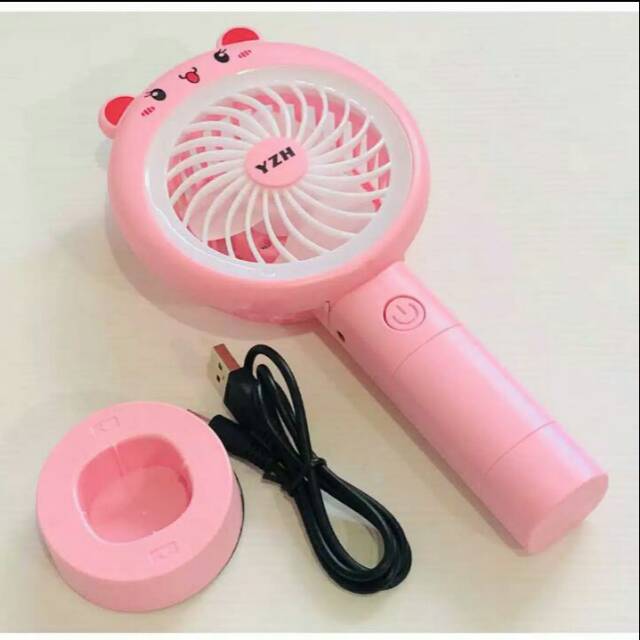 Kipas Angin Mini Recharge Cas USB Kipas Karakter + Lampu LED / Kipas Angin