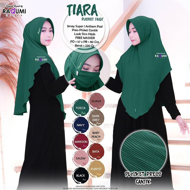 (original raqumi)TERLARIS HIJAB PLISKET TIARA