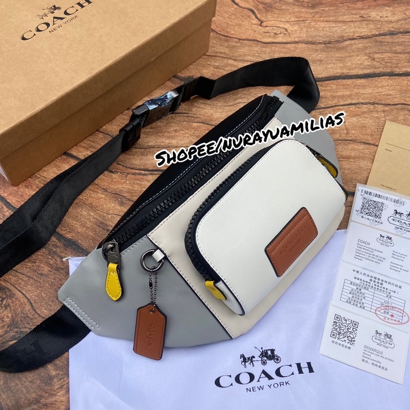 coach track Belt bag men free box import tas selempang pria coach import waist bag coach pria