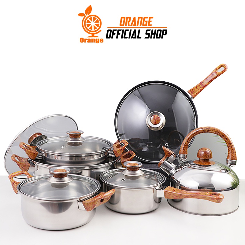 Jual Orange Official Shop Panci Set Pcs Panci Set Serbaguna Panci Set Stainless Steel Anti