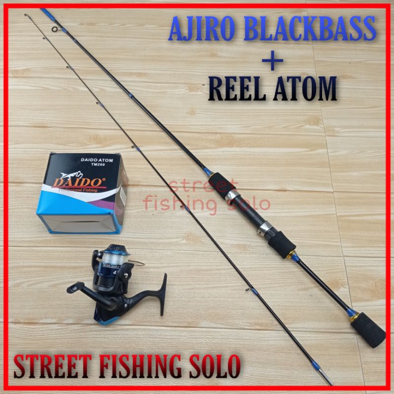 joran Ultralight UL AJIRO BLACK BASS + reel atom 180 cm
