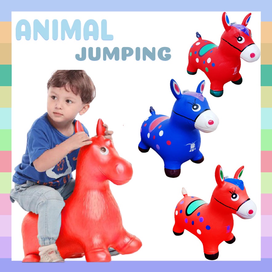 (BISA COD) Animal Jumping / Kuda Kudaan Karet  mainan tunggang / kuda-kudaan karet ( ada suara dan lampu )( SKW.2874A )