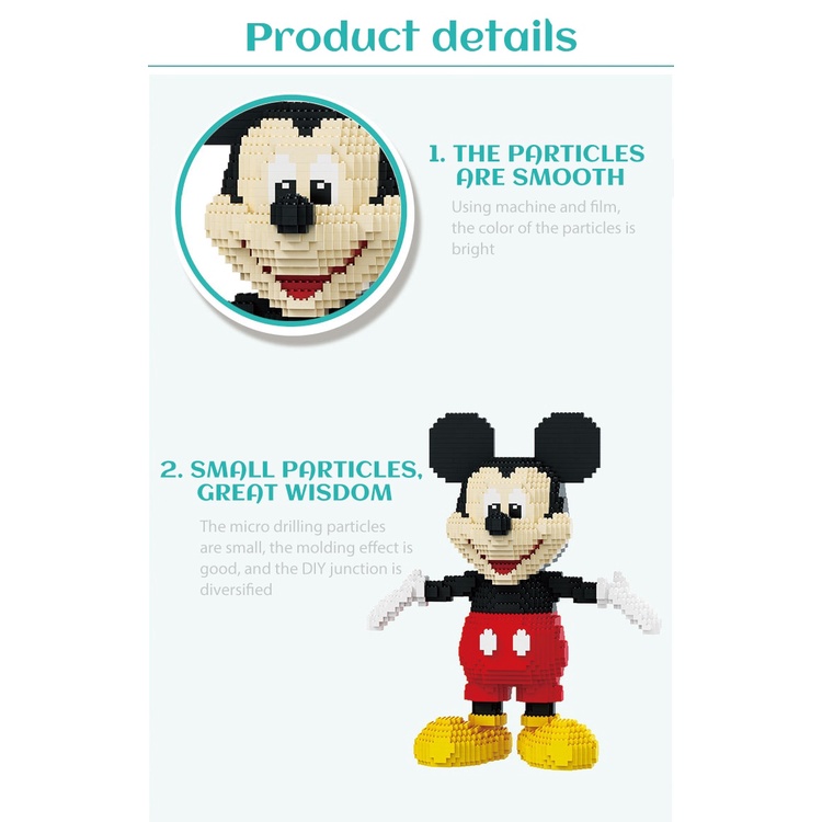 Mainan Balok Bangunan Mini Bahan Plastik Model Kartun Mickey Minnie Donald Duck Untuk Anak