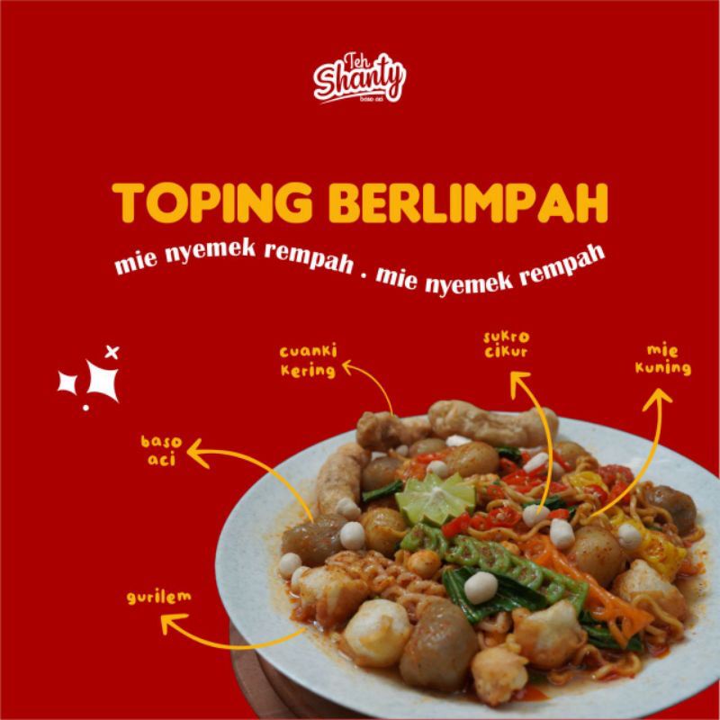 Baso Aci Mie Nyemek Rempah Teh Shanty Extra Gurilem Pedas 200gr