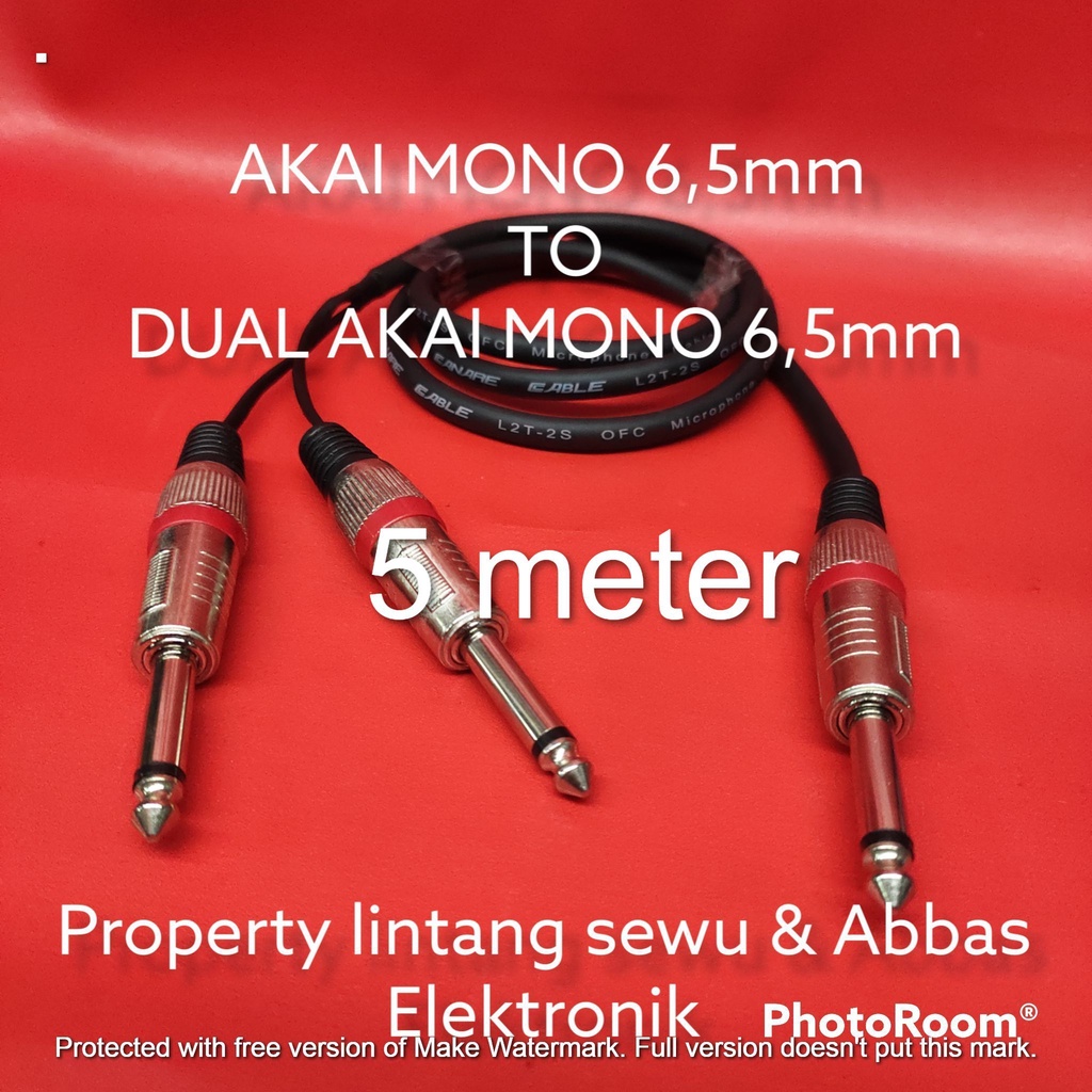 KABEL JEK AKAI 6,5MM TO DUAL AKAI MONO 6.5MM PANJANG 5 METER