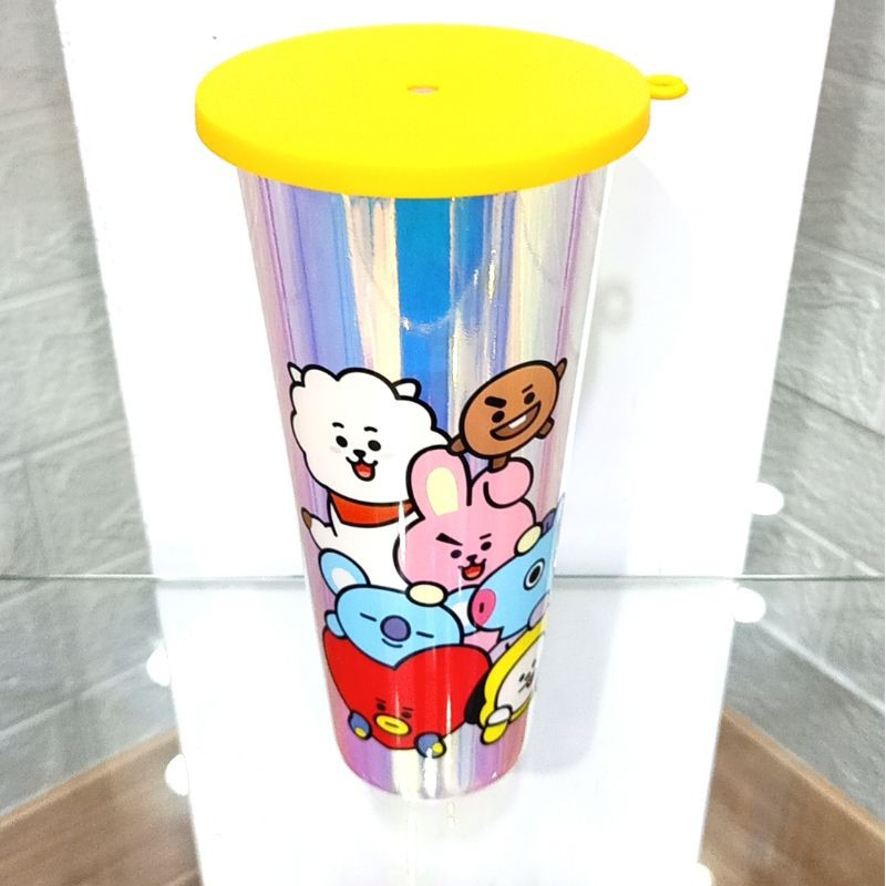 Ready Stock BTS BT21 Tumbler Botol Minum Bottle Hologram Official China Line Friends
