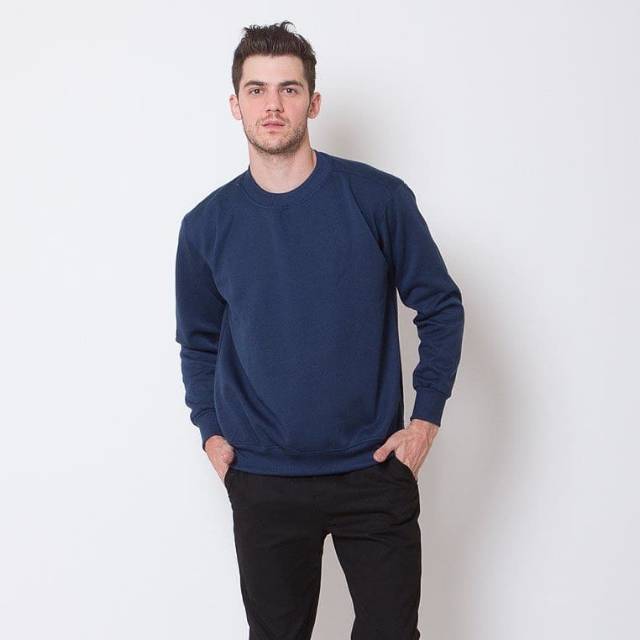 SWEATER_ID Basic Sweater Crewneck Donker Biru Navy Polos Unisex