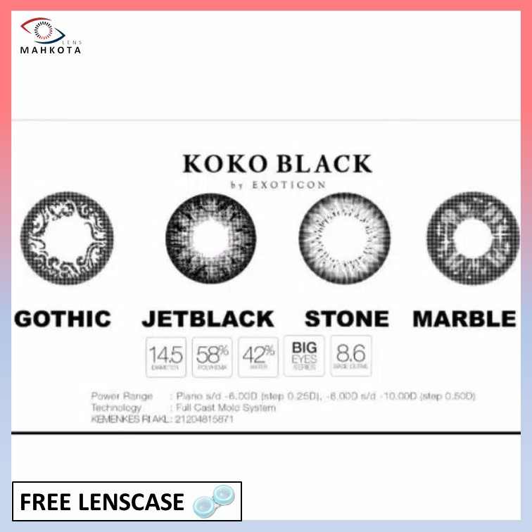SOFTLENS X2 KOKO BLACK MINUS (-3.25 s/d -6.00) MARBLE STONE JETBLACK GHOTIC / By EXOTICON / 14.5 MM