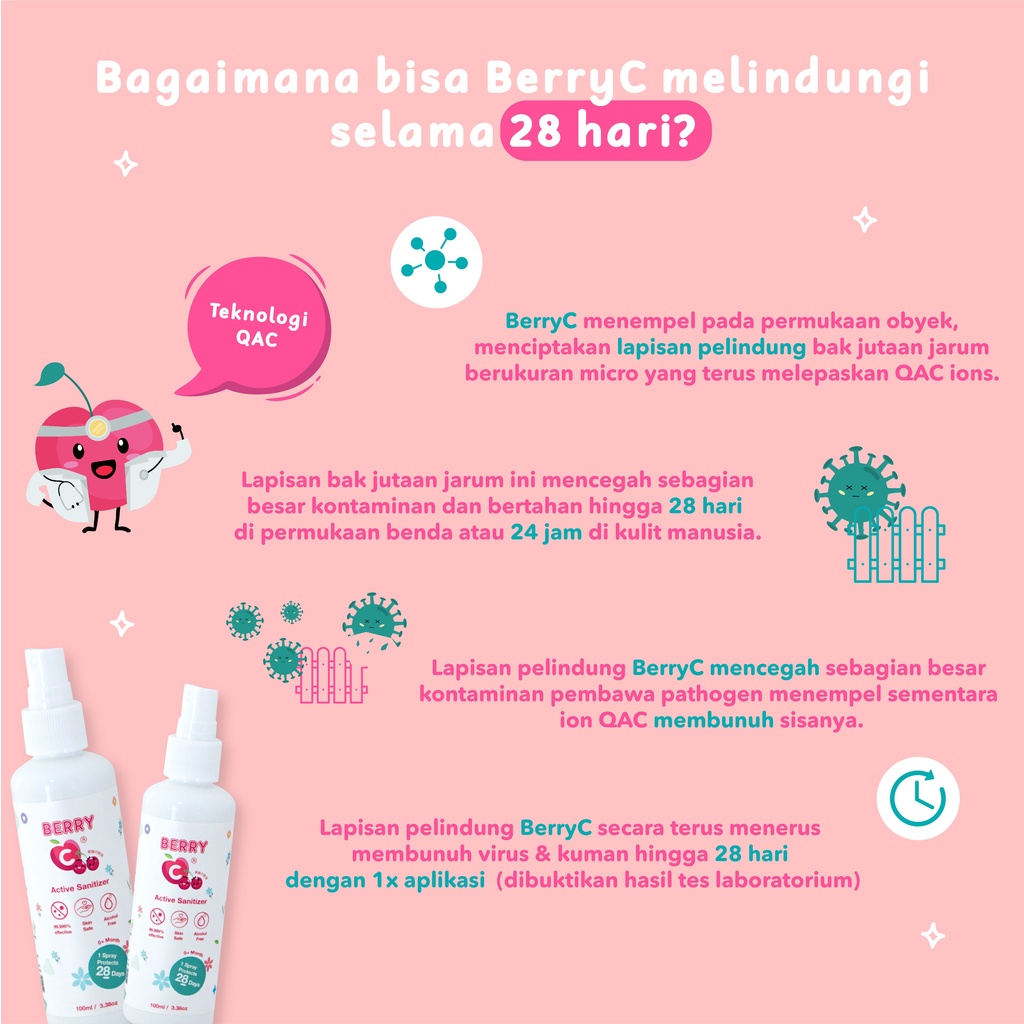 BerryC Active Sanitizer Spray 500ml Natural Food Grade Hand Antiseptik Non Alcohol Alkohol Aman untuk Bayi Anak Dewasa COVID19 HFMD Alat Makan Travel Size Refill Malaysia Halal Proteksi Protection Perlindungan Aktif Coronavirus Organik Harum Sensitif Skin