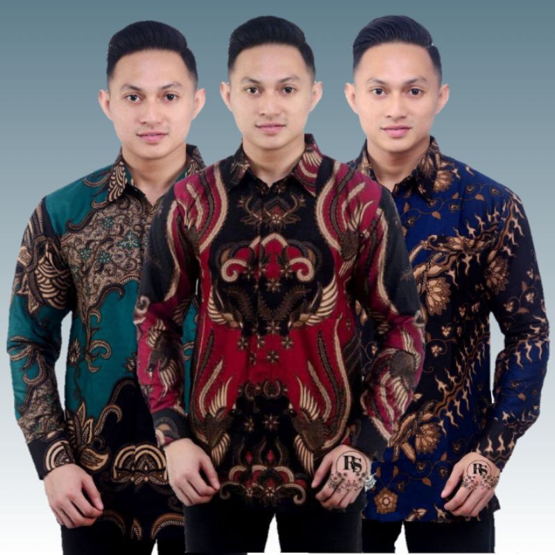 Batik Pria Lengan Panjang BATIK NAKULA HRB026 motif WAYANG Kode 007 size M L XL XXL Reguler