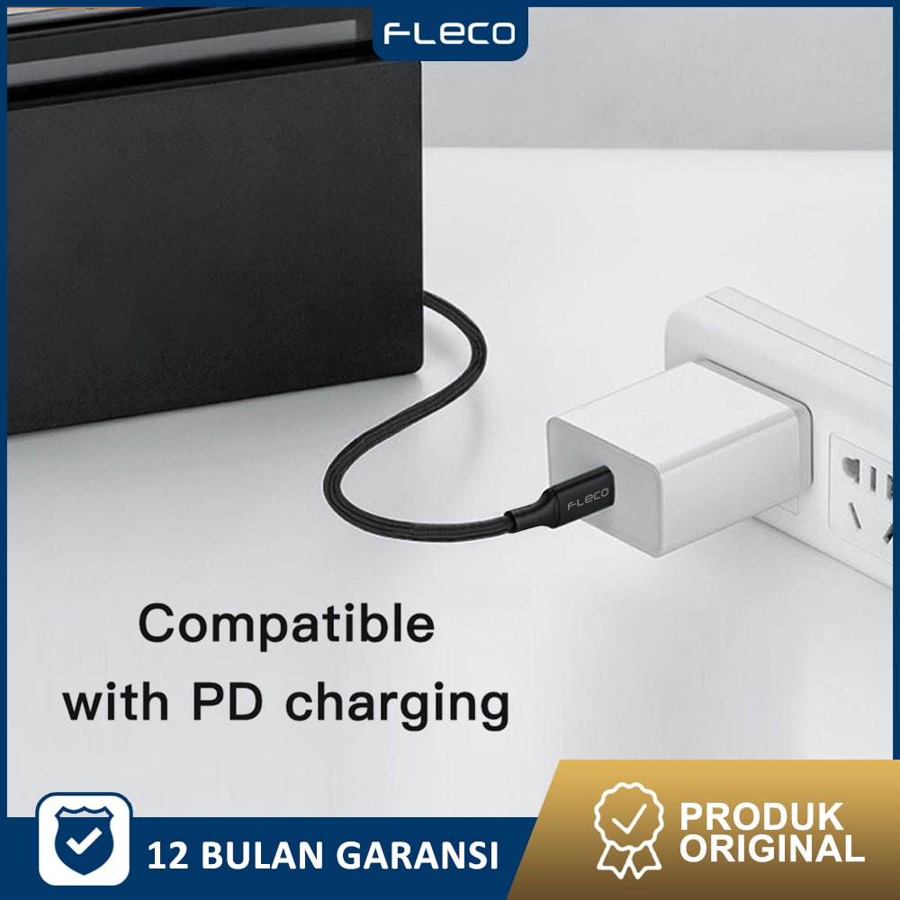 USB C To C PD Fast Charging and Data Transfer F-16 FLECO - Garansi 1 Tahun