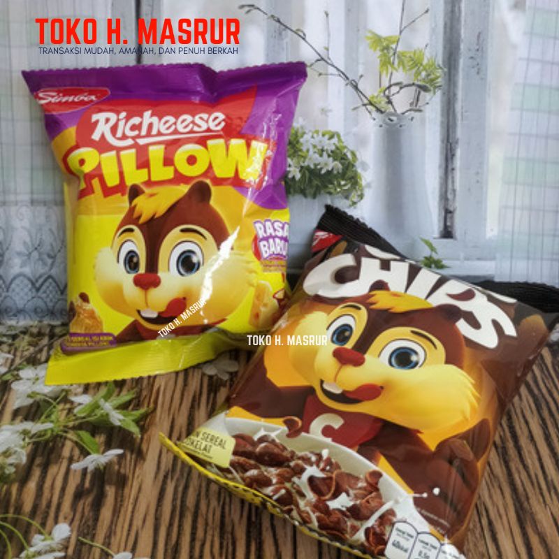 Snack Sereal Simba Choco Chips 30gr | Richeese Pillow 20gr